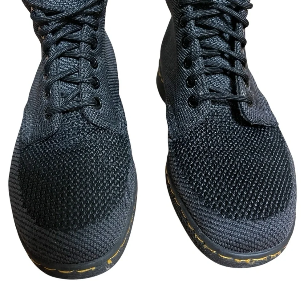 Dr. Martens Black Textured Rigal Knit 8 Eye Boots Combat Black Unisex — Size 7 - Picture 8 of 15
